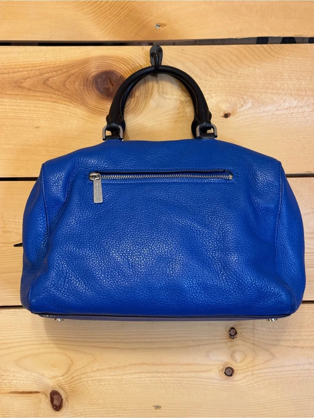 Michael Kors Blue Pebbled Leather Satchel Doctor Bag Large Tote Purse